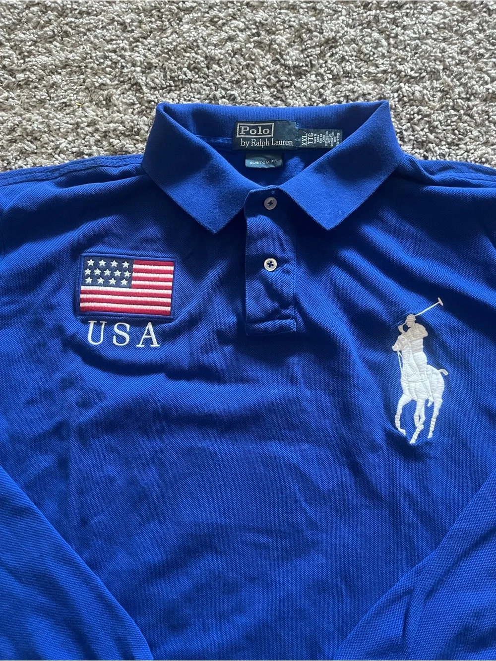 Ralph Lauren Polo Sport USA Long Sleeve Polo - Blue with White Patch